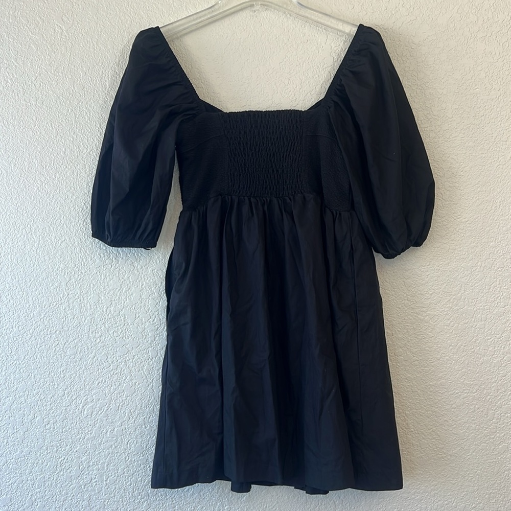 Anthropologie Maeve black puff sleeve sweetheart mini dress size small NWT - Picture 6 of 9